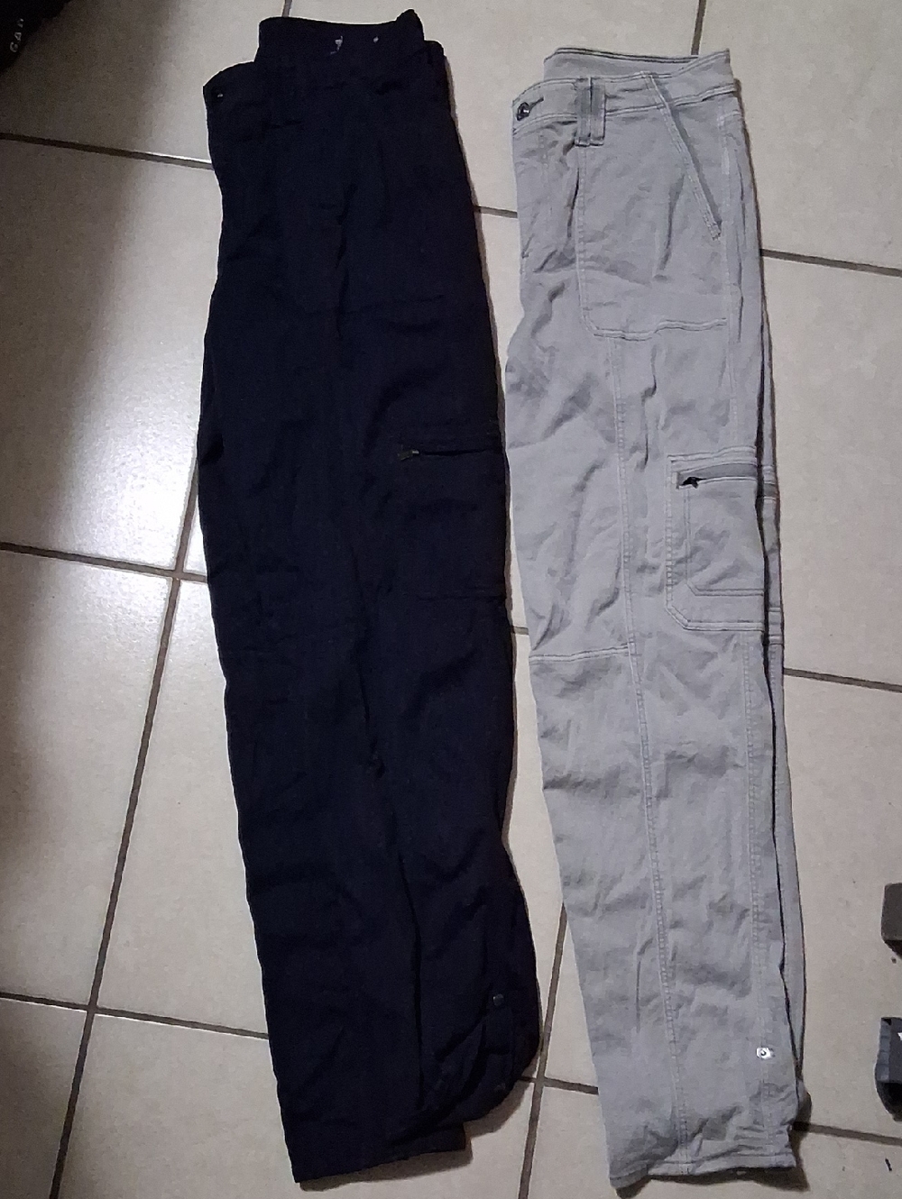 Chico's: 2 Pair Women's Cargo Pants in Black and Light Gray
